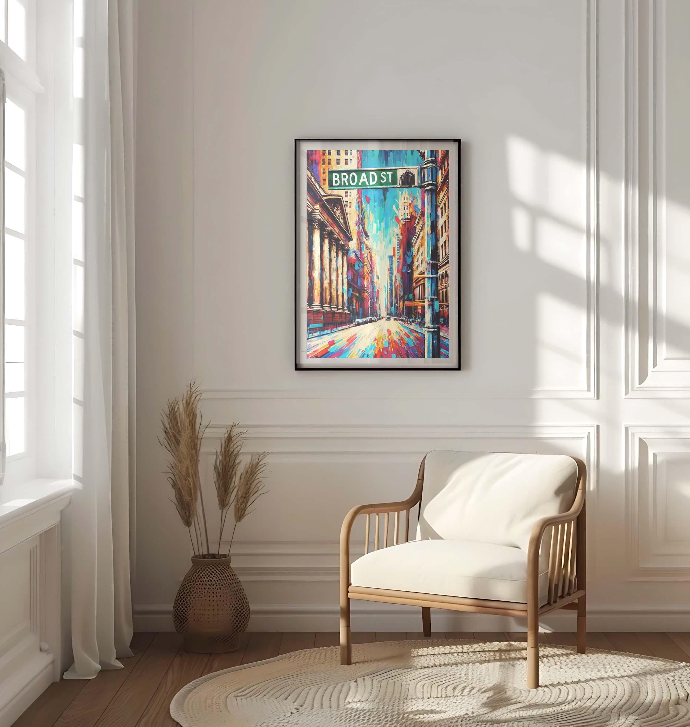 Broad St Print Manhattan Art NYC Wall Art New York Travel Poster Broad Street Gift Housewarming Decor