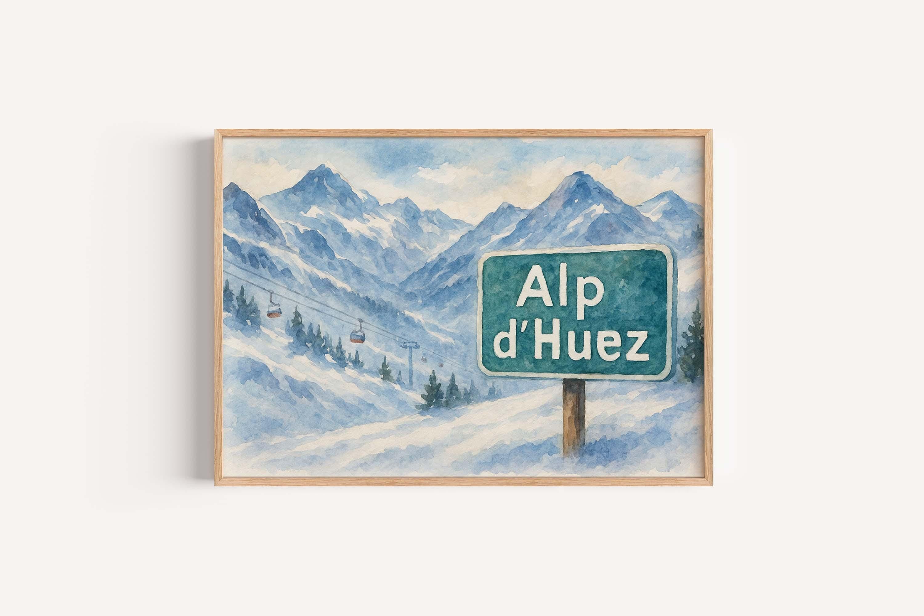 Alp d'Huez Watercolor Wall Art Print – Alp d'Huez Watercolor, USA, North America