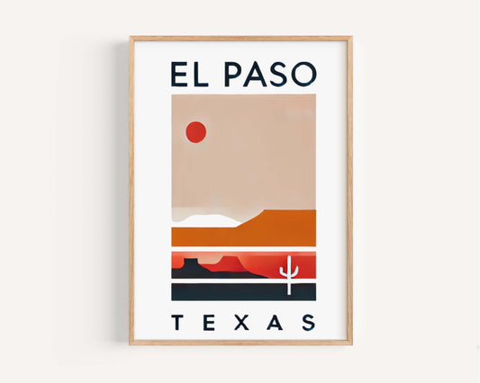 El Paso Print Texas Wall Art, Travel Decor, Housewarming & College Gift, TX Artwork for Home, Unique El Paso Map Poster