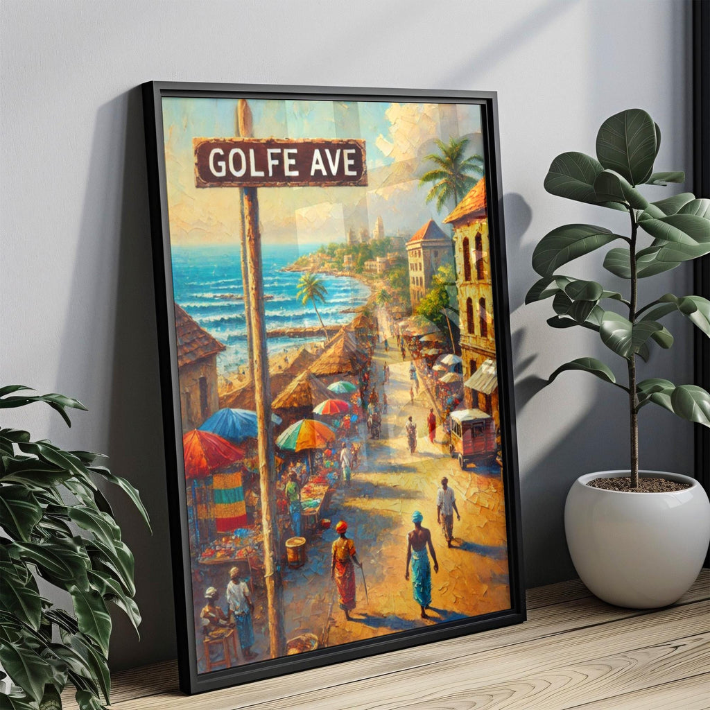 Golfe Ave Wall Art, Lomé Print, Togo Artwork, Coastal Shoreline Scene, Travel Souvenir, Travel Poster, Home Decor, Personalized Gift