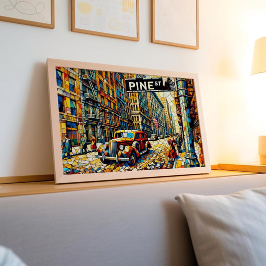 Seattle Art Pine St Wall Art Cubism Print Washington Gift Travel Poster Housewarming Souvenir Decor WA Wall Decor