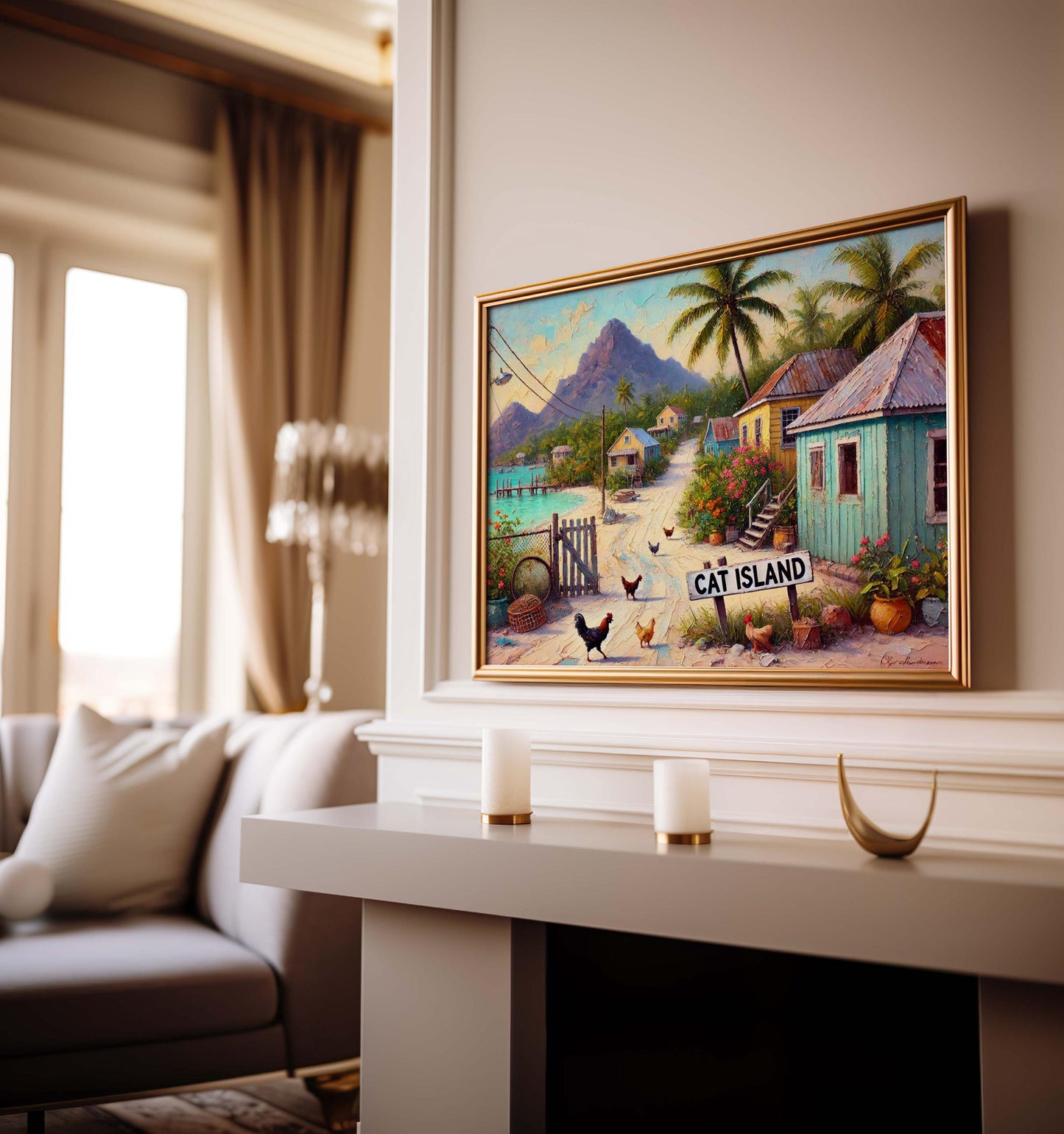 Cat Island Bahamas Art Print: Tropical Caribbean Map Poster