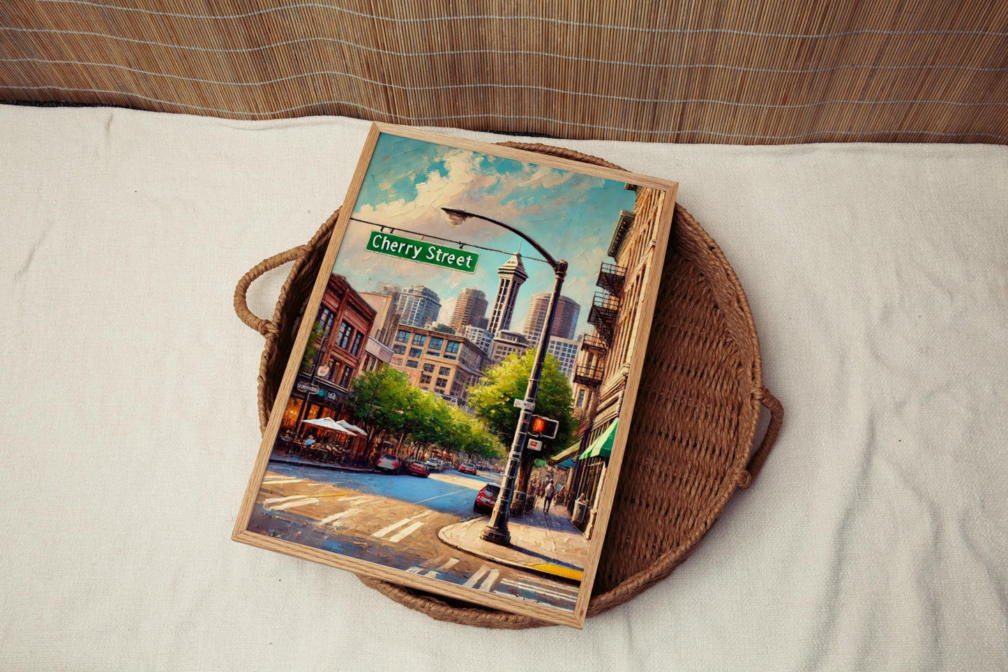 Cherry Street Wall Art, Seattle Print, Washington Cityscape, Travel Poster, Urban Decor, Housewarming Gift, Personalized Street Sign
