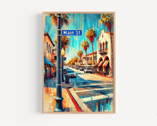 Los Angeles Main St Wall Art Print – Vintage LA Travel Poster, California Home Decor, Housewarming Gift, Scenic