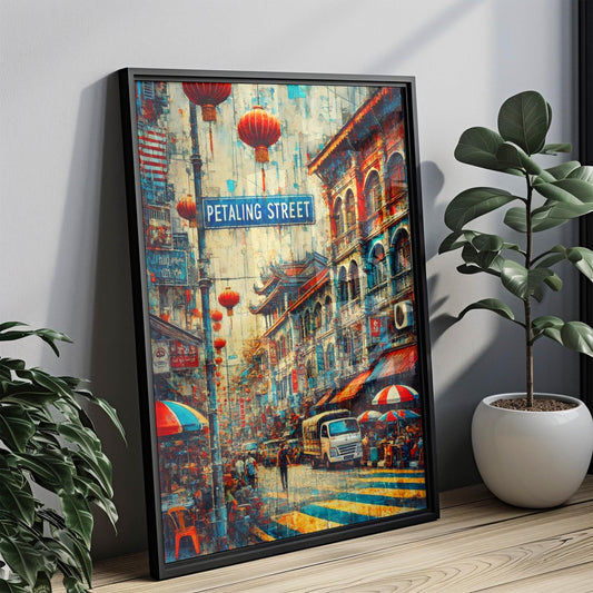 Petaling Street Wall Art Print, Kuala Lumpur Travel Poster, Malaysia Gift & Housewarming Decor, Petaling St Illustration