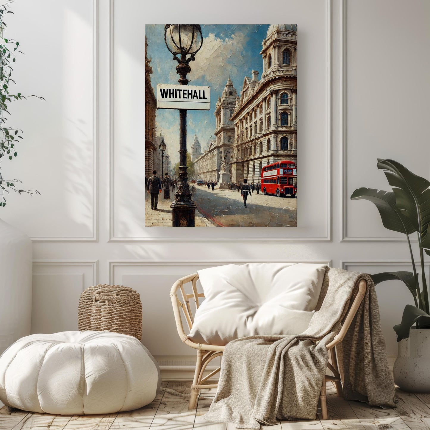 England Whitehall Wall Art Print - London Travel Poster & England Gift, Housewarming Decor, UK Artwork for Home or Office