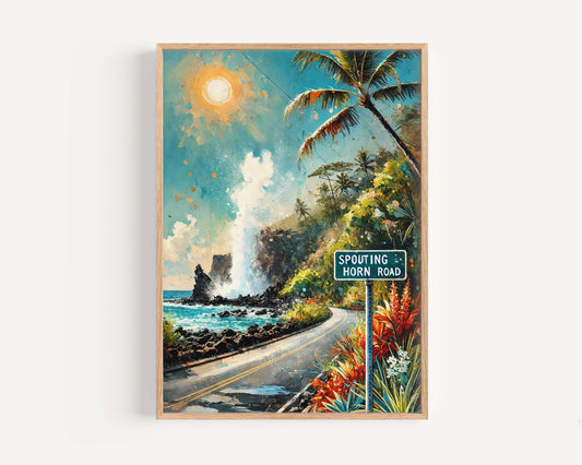 Spouting Horn Road Wall Art - Kauai Travel Print, Hawaii Poster, Poipu Gift, Tropical Home Decor, Housewarming & Vacation Artwork