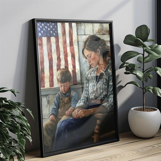 American Family Art | Abstract USA Wall Art, Patriotic United States Poster for Home Decor & Independence Day Decoration