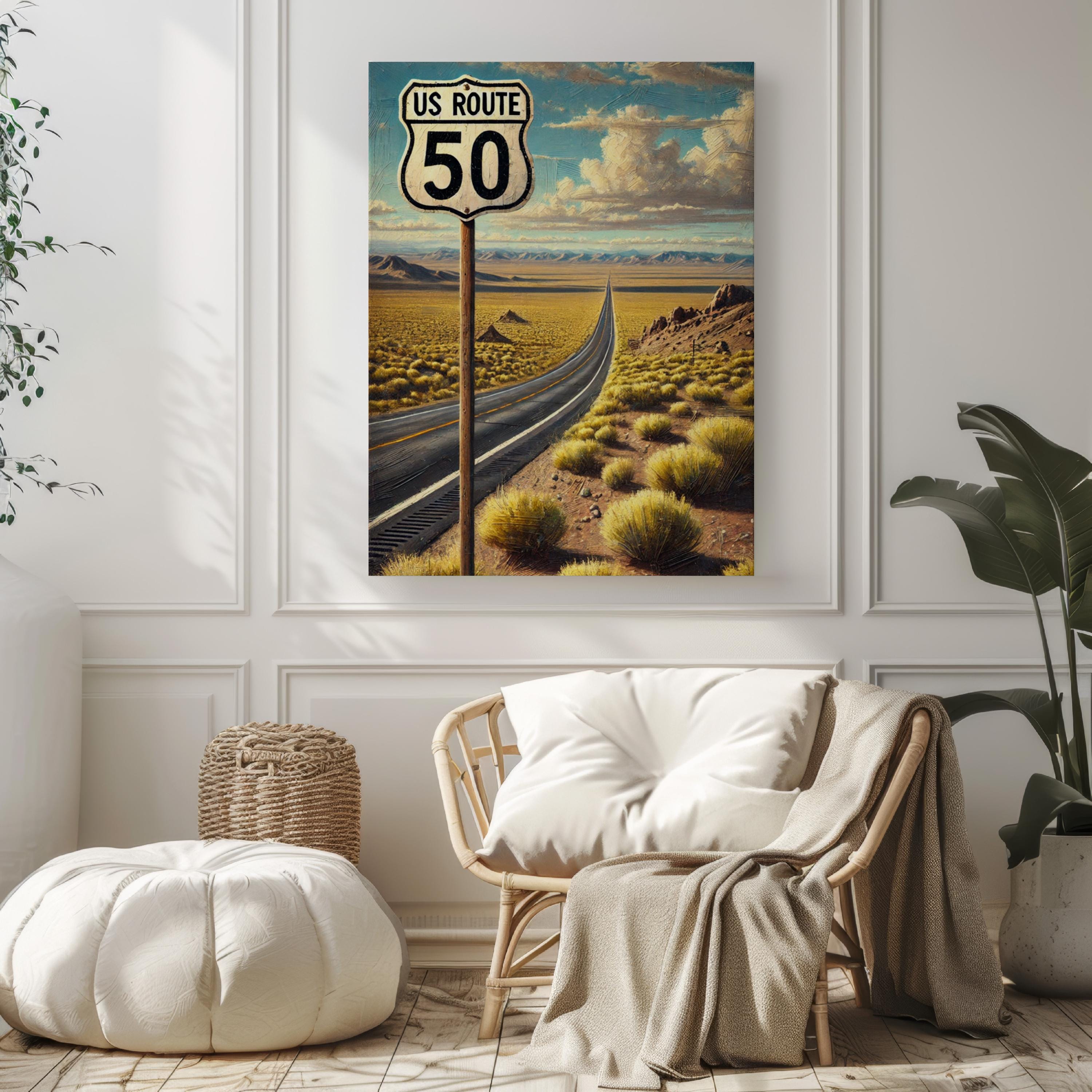 US Route 50 Print Map - Nevada, USA