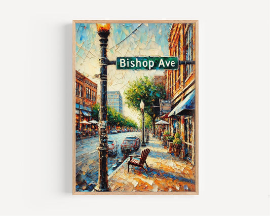 Texas Bishop Ave Wall Art Print, Dallas Travel Poster, Texas Gift, Housewarming Decor, Unique Texas Artwork, Modern Travel Wall Decor