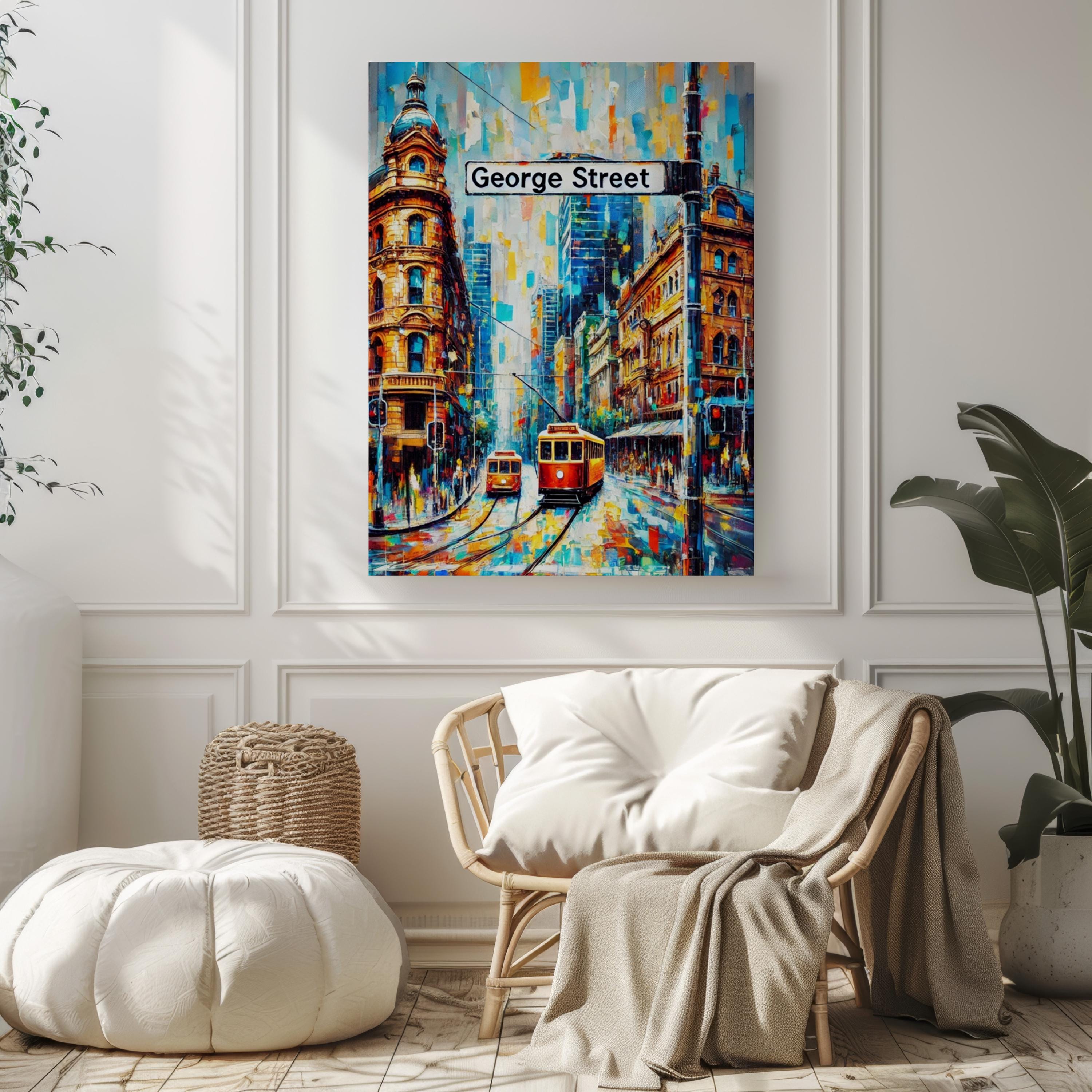 George St Wall Art Sydney Print Travel Poster Australia Gift Housewarming Decor Modern Urban Illustration
