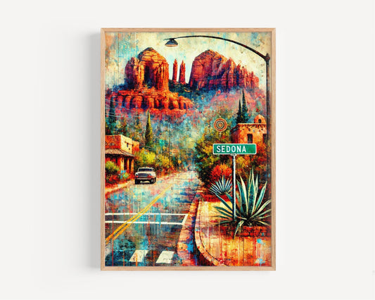 Wall Art Sedona Print Arizona Travel Poster USA Souvenir Artwork Housewarming Gift Southwest Desert Landscape
