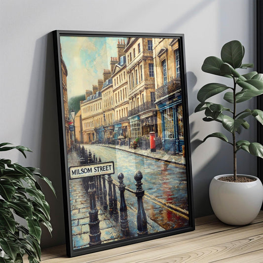 England Milsom Street Wall Art Print - Bath Travel Poster, Housewarming Gift, UK Home Decor, Milsom St Artwork
