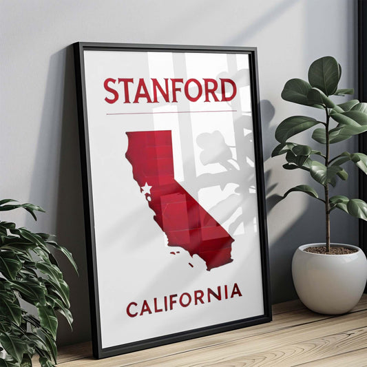 California Art Stanford Wall Art Print - Travel Decor, College Gift, Housewarming & Cali Home Decor Poster