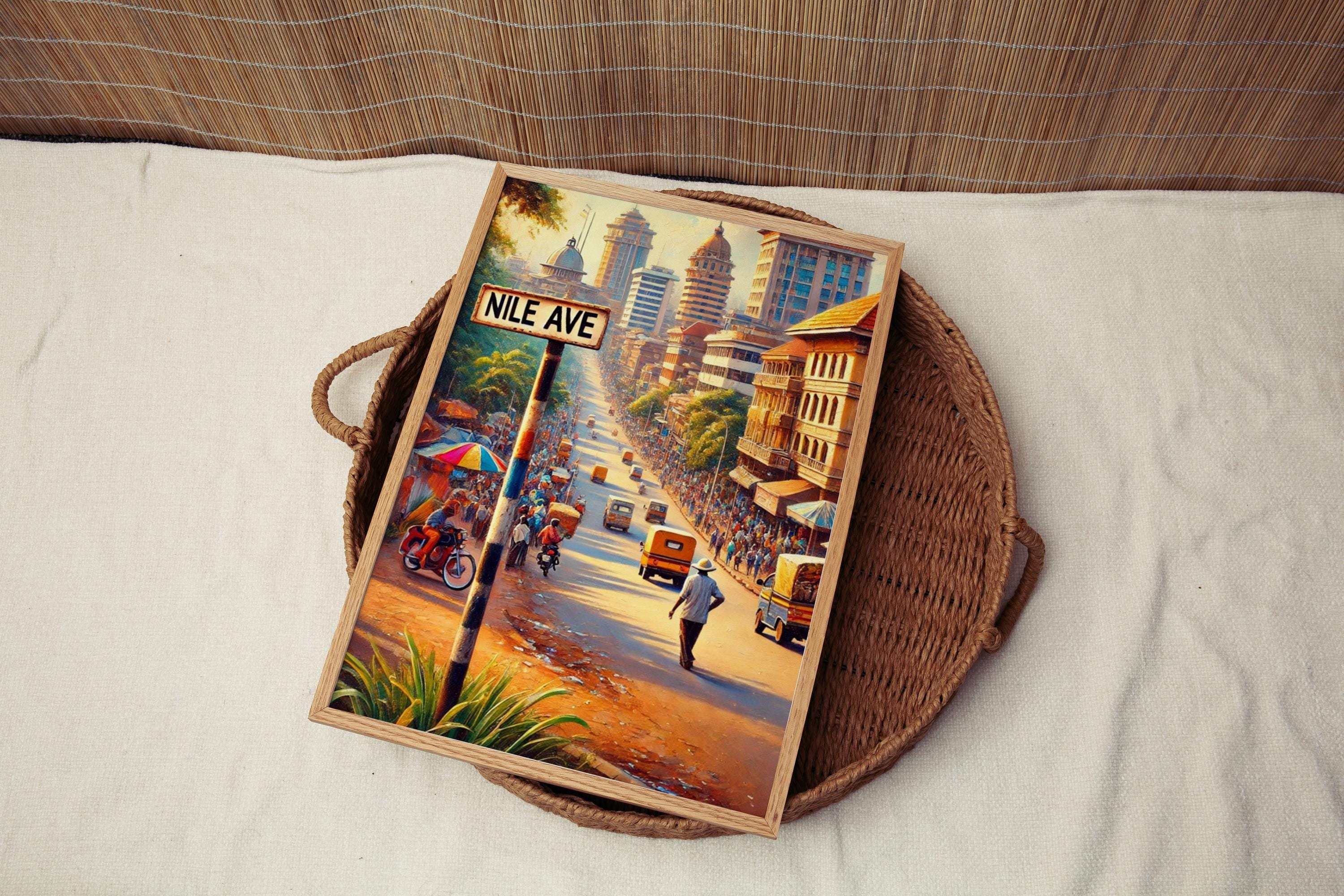Nile Avenue Wall Art, Jinja Print, Uganda Travel Poster, City Street Sign, African Souvenir, Travel Gift, Personalized Urban Art