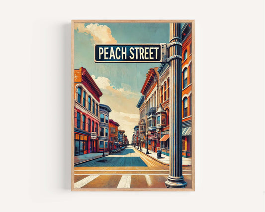 Peach St Print Erie Wall Art, Pennsylvania Travel Poster, Erie Gift, Housewarming Decor, Peach Street Souvenir, Penn Art Print