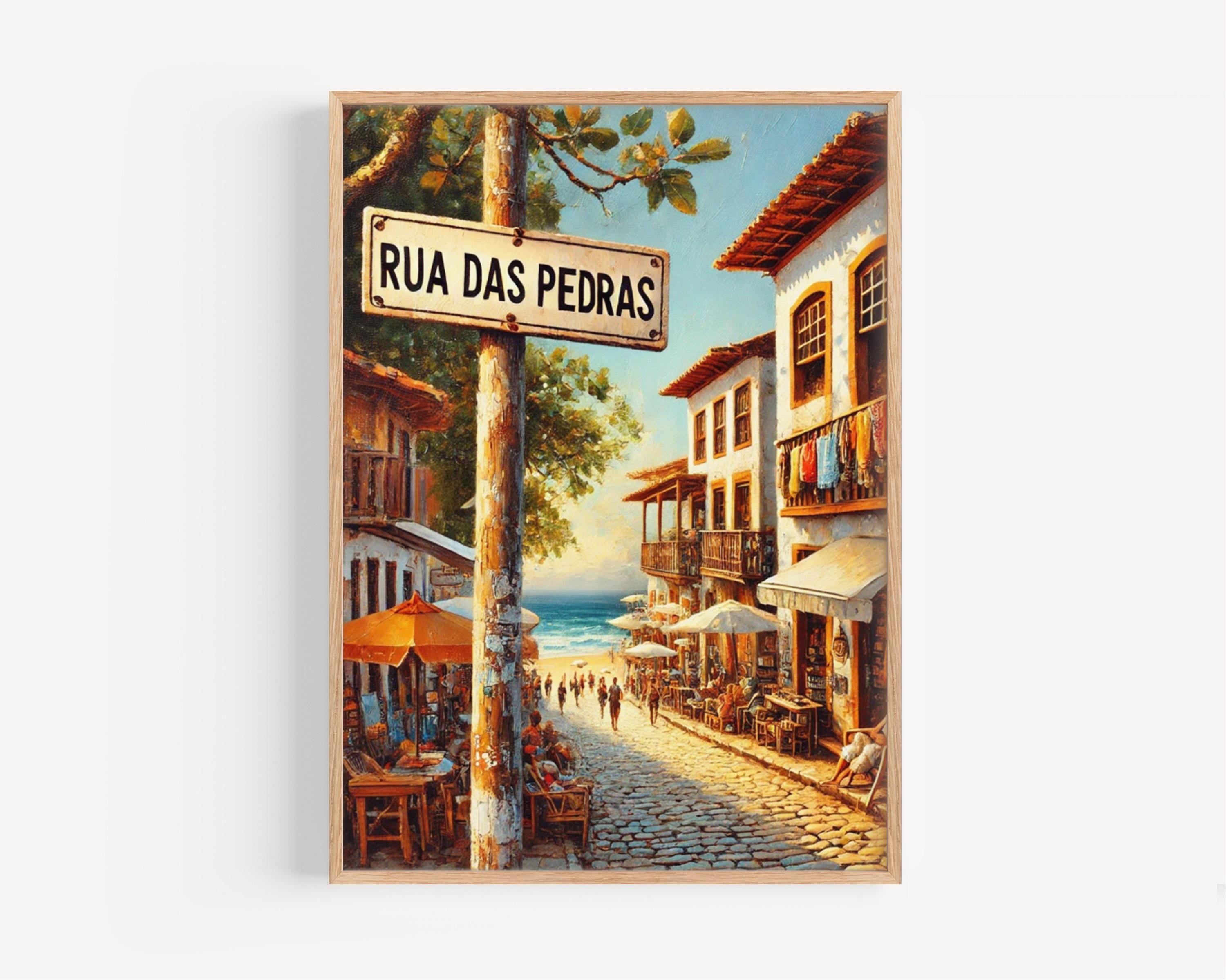 Rua das Pedras Wall Art, Búzios Brazil Print, Seaside Street Scene, Coastal Travel Poster, Brazil Travel Souvenir, Housewarming Gift