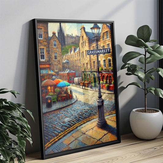Edinburgh Grassmarket Wall Art - Scotland Travel Print & Poster, Housewarming Gift, Edinburgh Cityscape Artwork