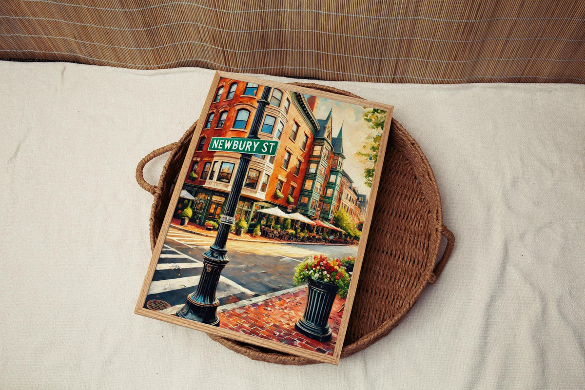 Newbury Street Cityscape Print - Boston, Massachusetts, USA