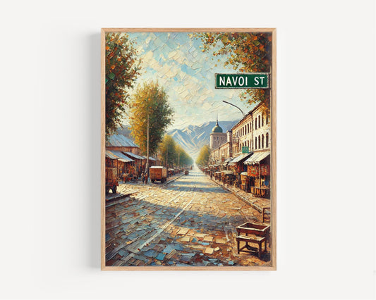 Navoi Street Wall Art, Bishkek Print, Kyrgyzstan Travel Poster, Kyrgyz Capital City Decor, Scenic Street Sign, Home or Gift Idea