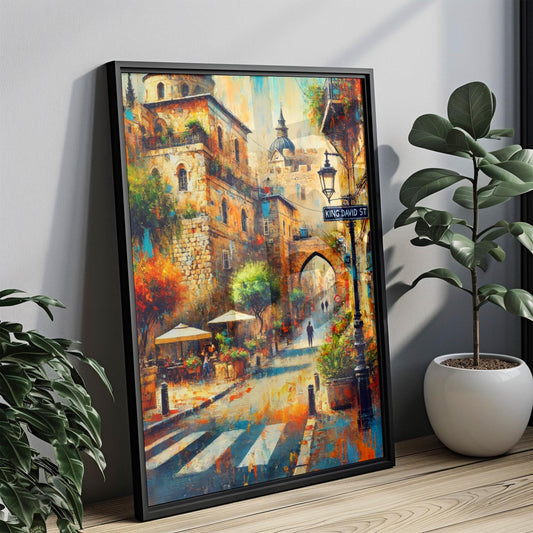 Wall Art King David Street Print Jerusalem Travel Poster Israel Gift Housewarming Artwork
