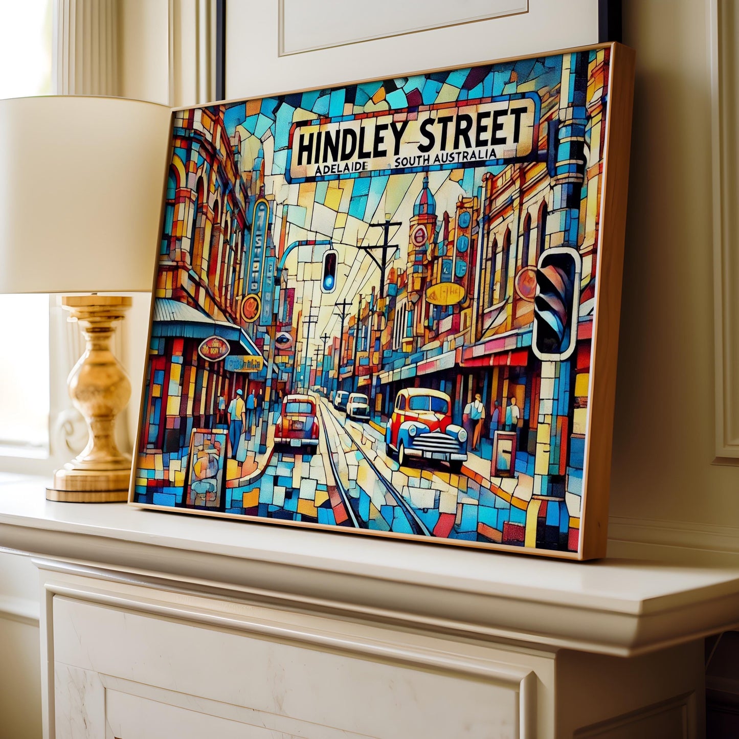 Hindley Street Wall Art Print – Adelaide Travel Poster, South Australia Home Decor, Unique Housewarming Gift, Modern Cityscape Illustration