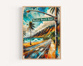 Waialua Beach Road Wall Art Print - Hawaii Travel Poster, Honolulu Gift, Housewarming Decor, Tropical Beach Road Illustration, Waialua Art