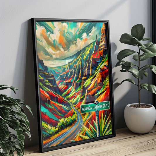 Waimea Canyon Drive Wall Art Print - Hawaii Travel Poster, Waimea Gift, Housewarming Decor, Scenic Landscape Artwork