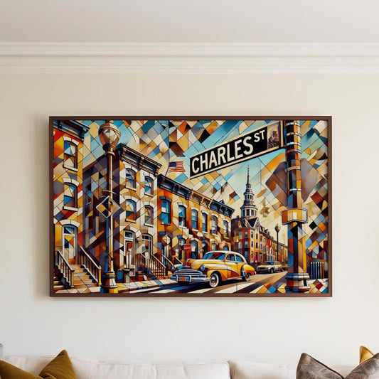 Charles Street Wall Art Cubism Print Baltimore Maryland Art Decor Travel Poster Housewarming Gift Charles St Gift