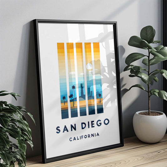 San Diego Print Wall Art - California Travel Decor, Housewarming & College Gift, Coastal Cali Poster for Home