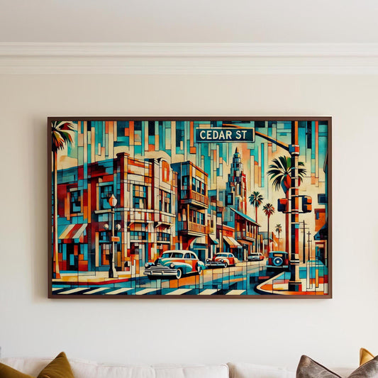 Cedar St Wall Art - San Diego Travel Print, California Map Poster, Modern Cali Decor, Housewarming Gift, Cedar Street Map Artwork