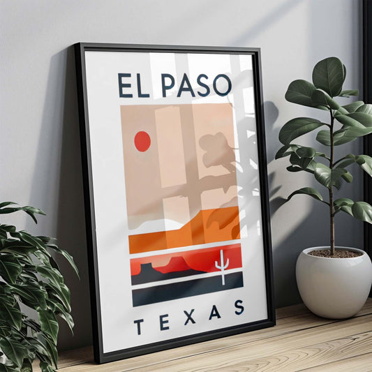 El Paso Print Texas Wall Art, Travel Decor, Housewarming & College Gift, TX Artwork for Home, Unique El Paso Map Poster
