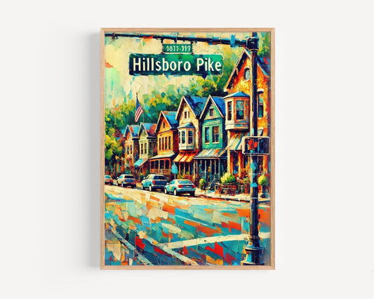 Nashville Hillsboro Pike Wall Art Print, Tennessee Travel Poster, Housewarming Gift, Music City Home Décor, Nashville Art Illustration