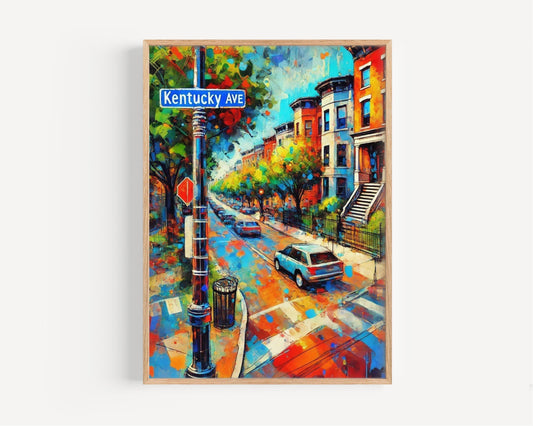 Washington DC Kentucky Ave Wall Art, Travel Poster Print, USA Gift & Housewarming Decor, Washington DC Map Art, Travel Wall Print
