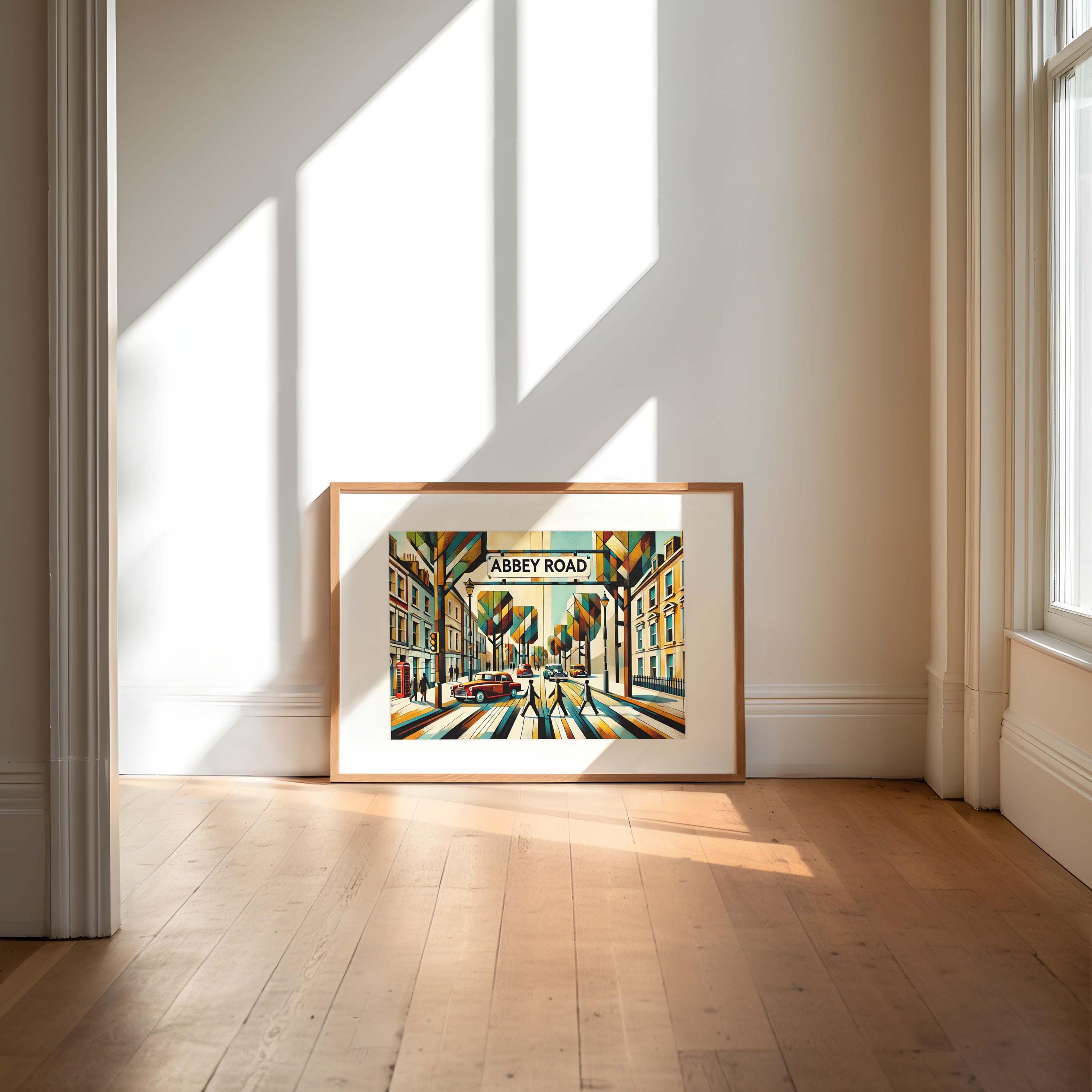 Abbey Road Wall Art Cubism Print, London Travel Poster, UK Gift, United Kingdom Home Decor, Housewarming Artwork, Modern Travel Print