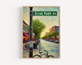 Broad Ripple Ave Oil Painting Art Print: Indianapolis Creative District Travel Poster