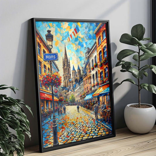 Mons Art Belgium City Gift Travel Print Wall Art European Poster Housewarming Decor
