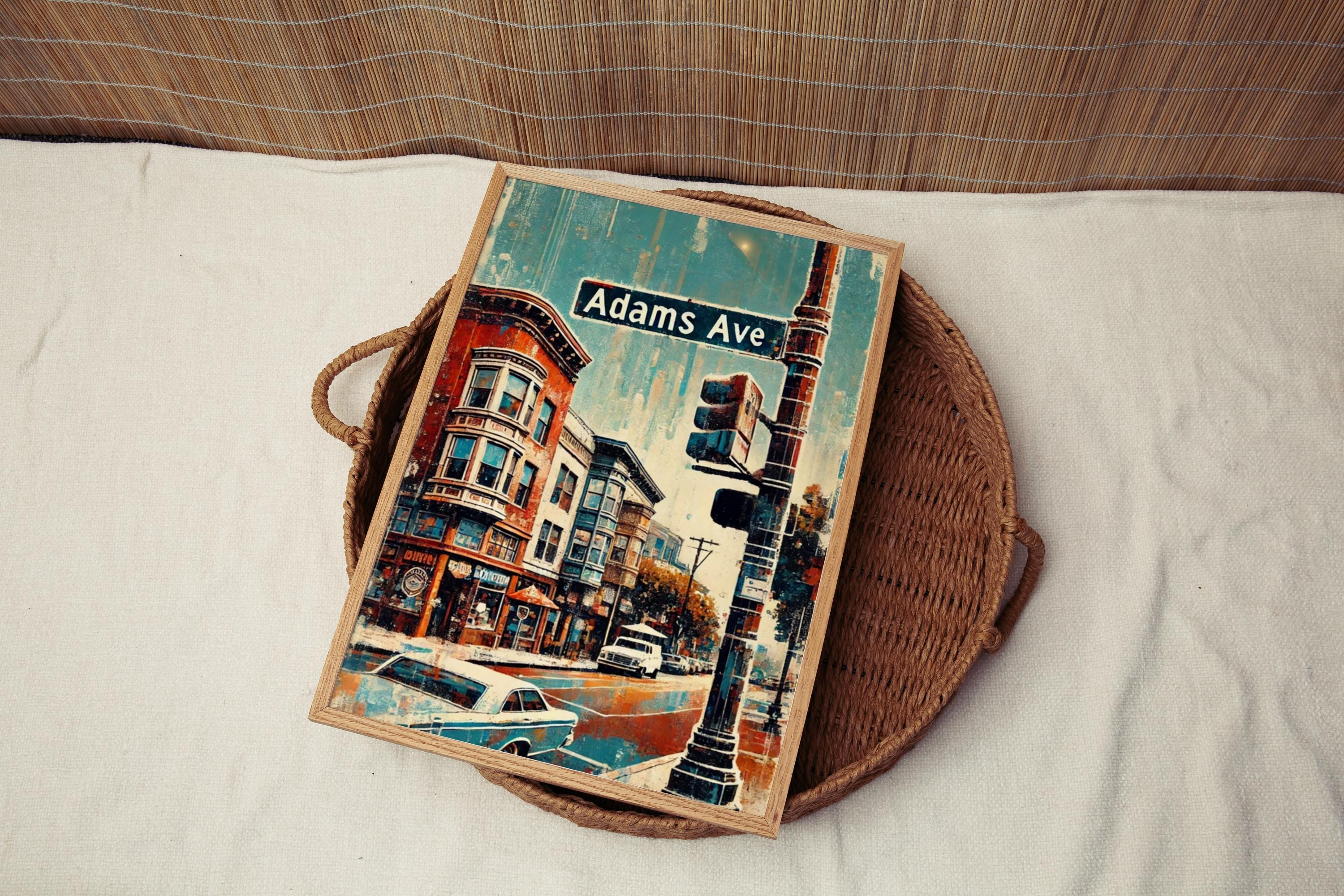 Adams Ave Wall Art Print - Vintage Normal Heights California Travel Poster, Unique Gift & Retro Home Decor
