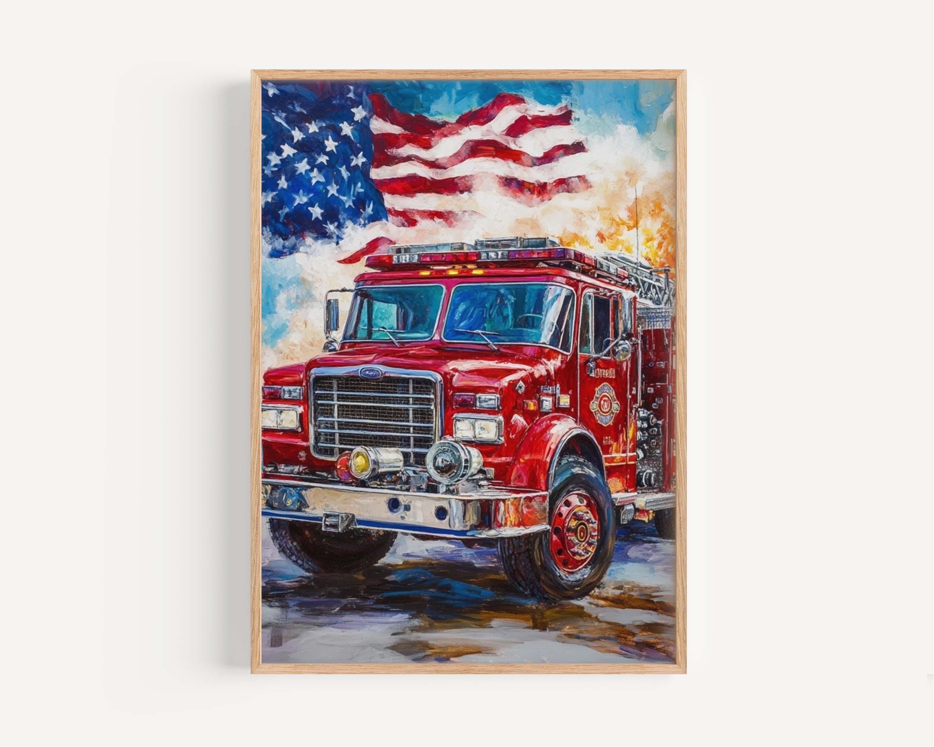 Firetruck Wall Art Patriotic - United States