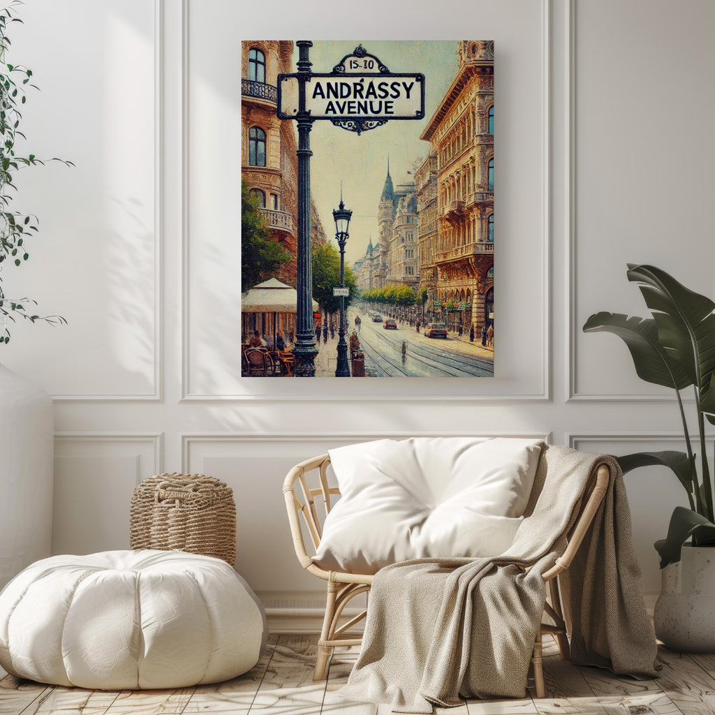 Andrassy Avenue Cubism Art Print: Budapest Historic Boulevard Travel Poster