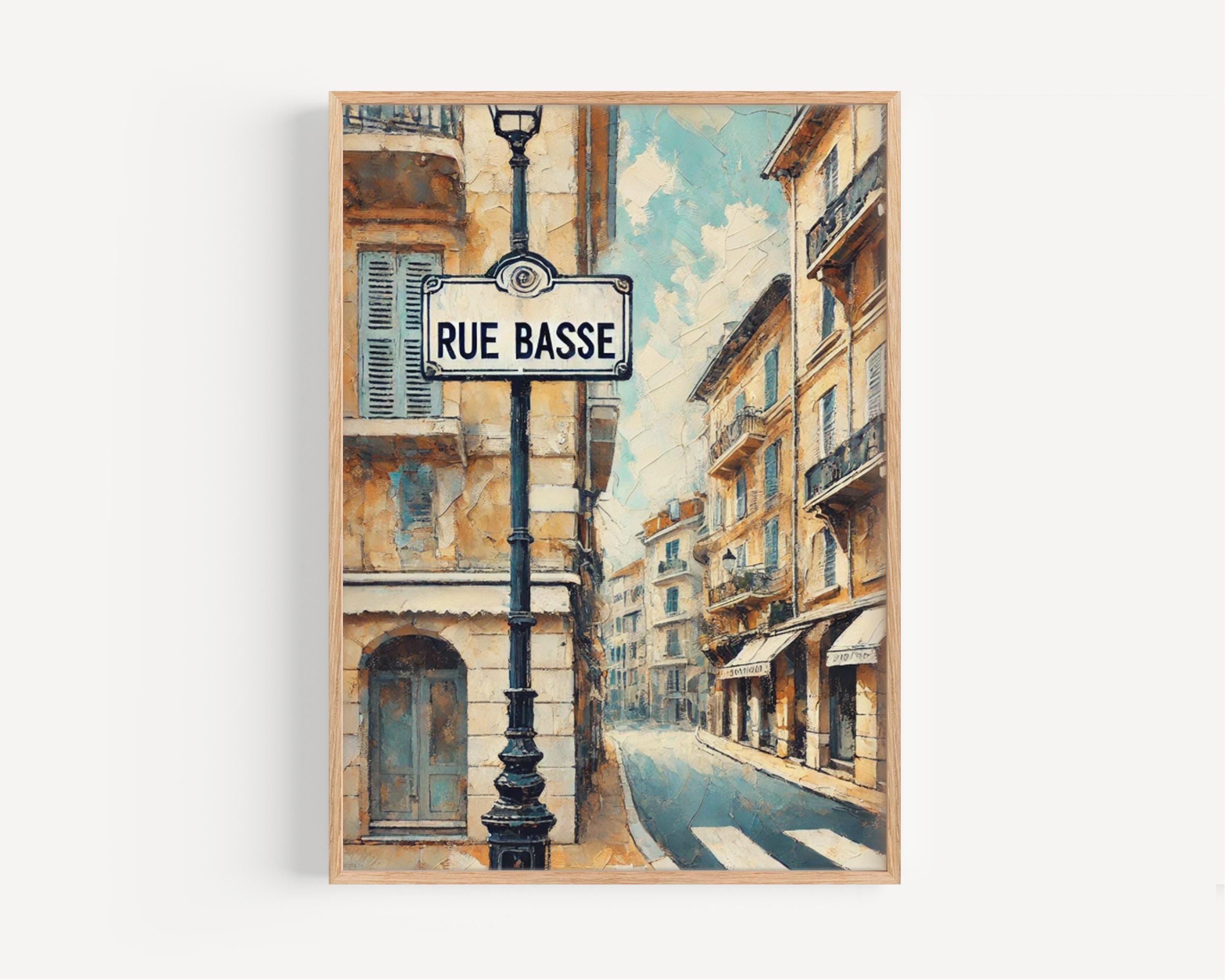 Rue Basse Wall Art, Monaco Print, Cityscape Travel Poster, French Riviera Home Decor, Mediterranean Street Scene, Personalized Gift