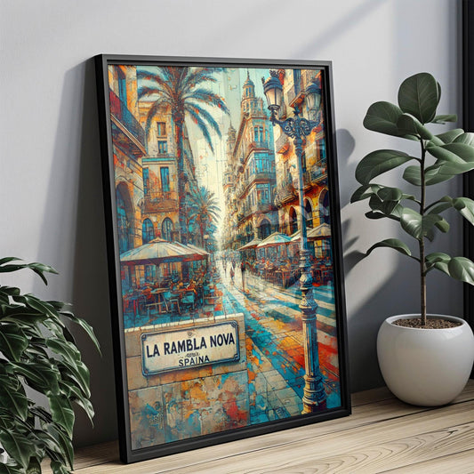 La Rambla Wall Art, Barcelona Print, Spain Art, Travel Poster, Cityscape Decor, Vibrant Street Scene, Personalized Gift, Home Decor Art
