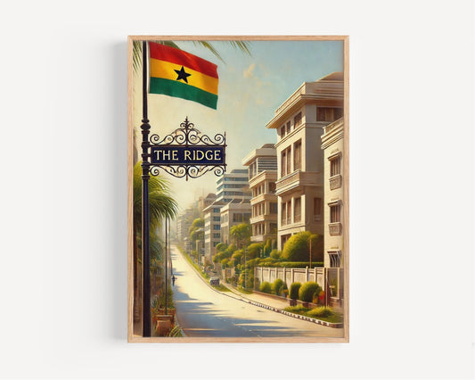 The Ridge Wall Art Print - Accra Travel Poster, Ghana Souvenir, Housewarming Gift, Stylish Ghana Art Decor