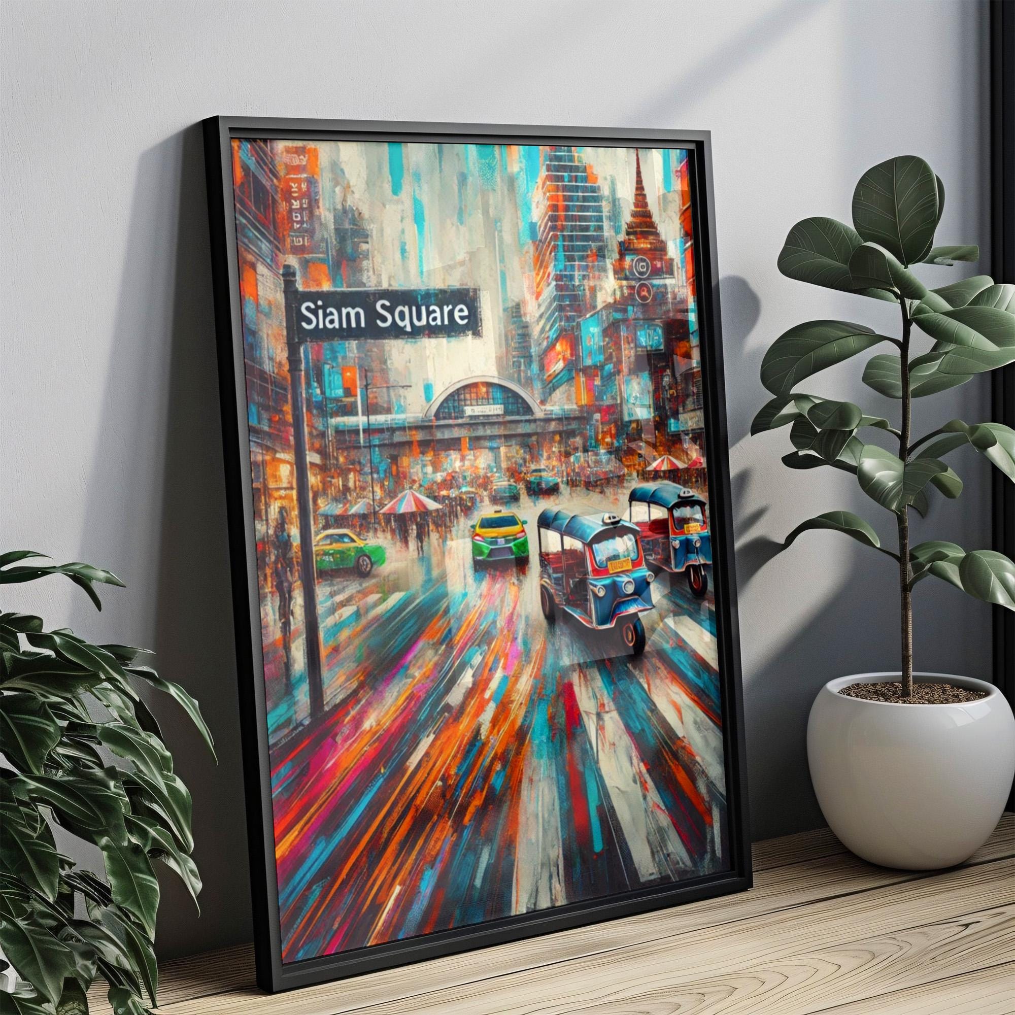 Siam Square Wall Art Print, Bangkok Travel Poster, Thailand Gift & Home Decor, Housewarming Present, Modern Thailand Art Illustration