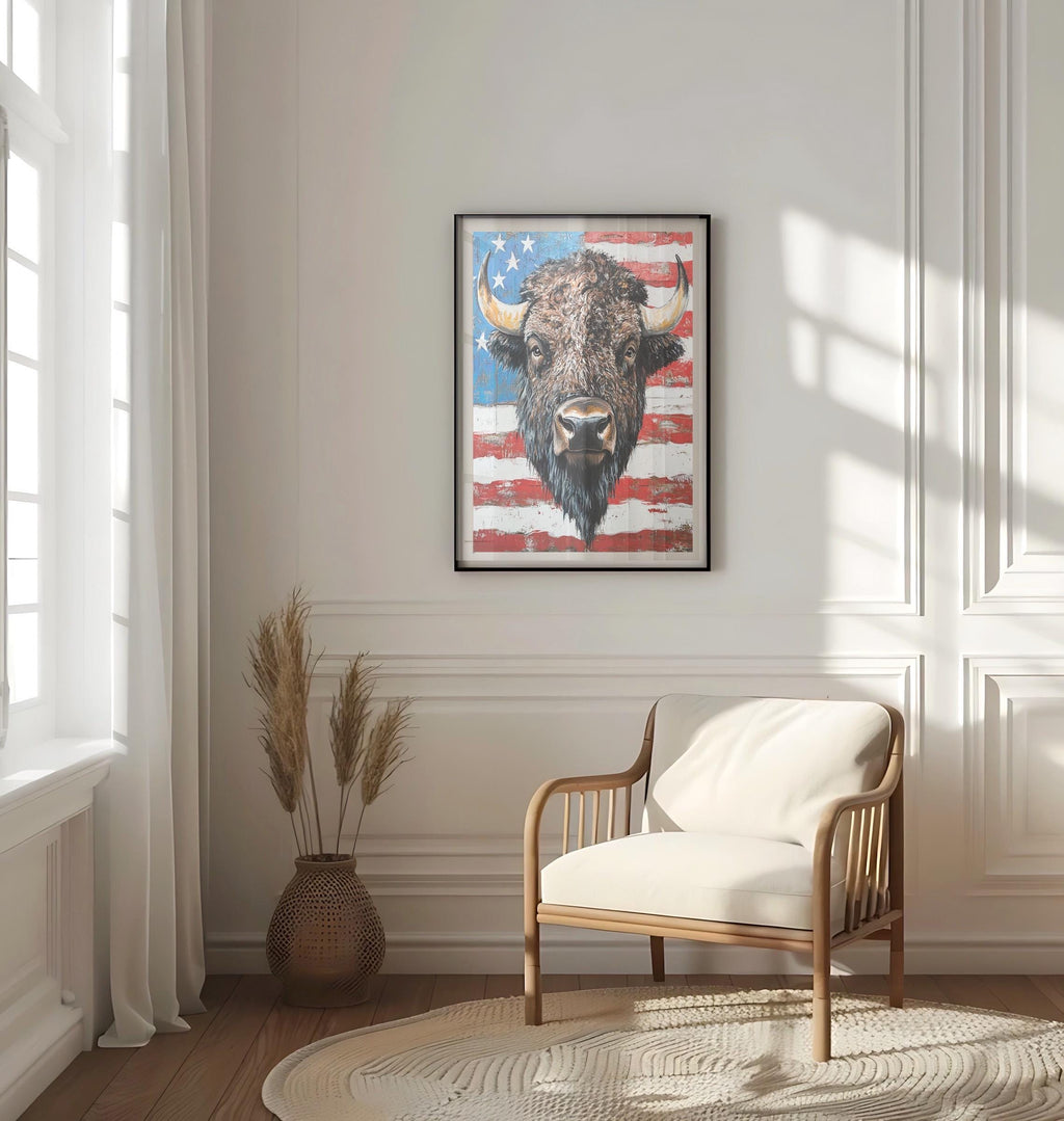Patriotic Bison Poster Abstract - USA