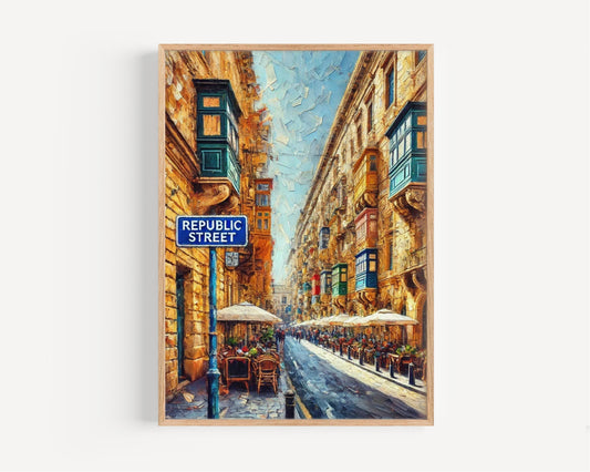 European Republic Street Wall Art Print - Malta Travel Poster, Housewarming Gift, European Decor, Malta Art Map, Stylish Home Decoration