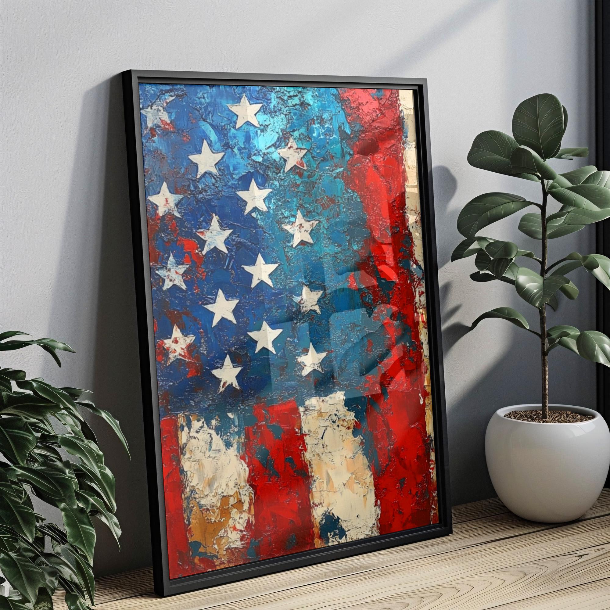 American Flag Wall Art Abstract - United States