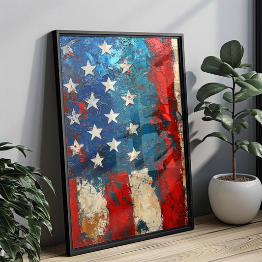 American Flag Abstract Wall Art | Patriotic USA Poster | United States Independence Home Decor | Modern American Flag Artwork