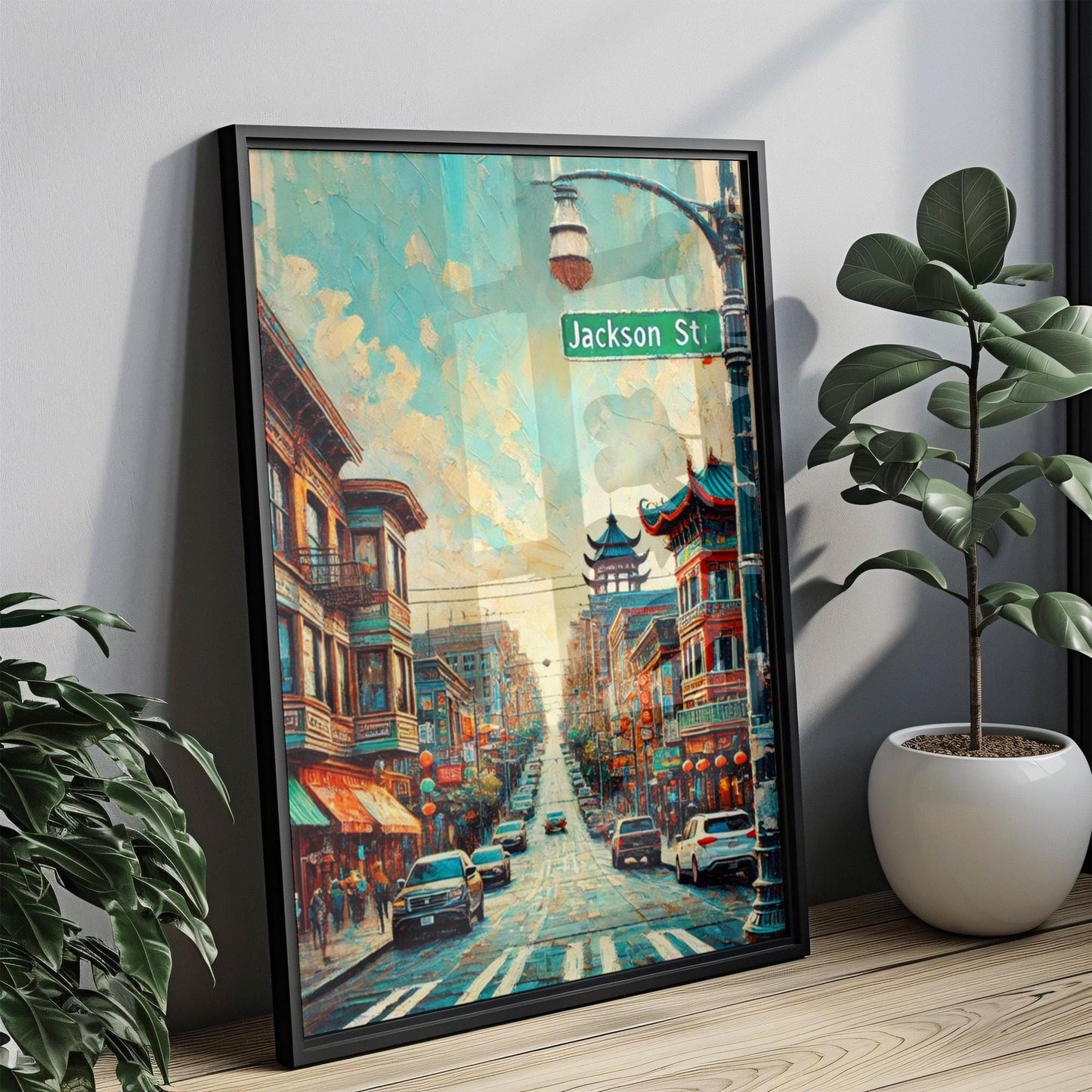 Jackson Street Wall Art, Seattle Print, Washington Cityscape, Travel Souvenir, Vibrant Urban Decor, Personalized Gift, Framed or Unframed