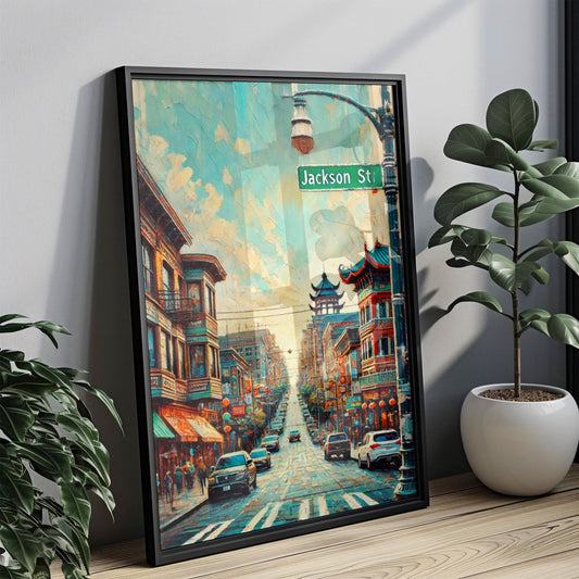 Jackson Street Wall Art, Seattle Print, Washington Cityscape, Travel Souvenir, Vibrant Urban Decor, Personalized Gift, Framed or Unframed